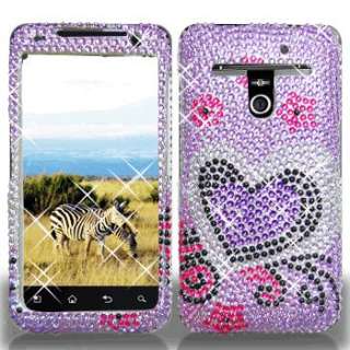 Purple Love Full Diamond for Metro PCS LG Esteem 4G MS910 Cover Case 