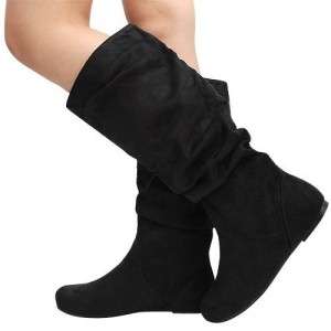 NEW! SODA WOMENS SHOES WINTER FLAT BOOTS SLOUCHY KNEE HIGH SCRUNCH 