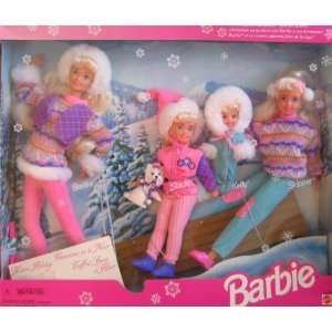   Set   Sledding Fun w Barbie, Koko, Stacie, Kelly & Skipper Dolls & Dog
