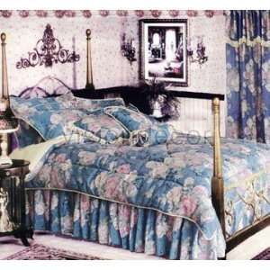   Blue Floral Luxury Jacquard Queen Bed in a Bag Comforter Bedding Set