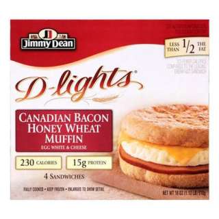 Jimmy Dean D lights Canadian Bacon Honey Wheat Muffin Egg White 