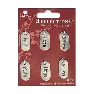  Blue Moon Reflections Metal Charms Oval Word 3 Antique Silver 6/Pkg 