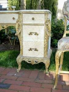   Budoir Carved Gilt Wood Dresser/Vanity/Set Mirror Chair Sink  