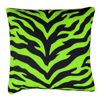 Zebra Print Square Decorative Pillow   Lime Green/Black.Opens in a new 