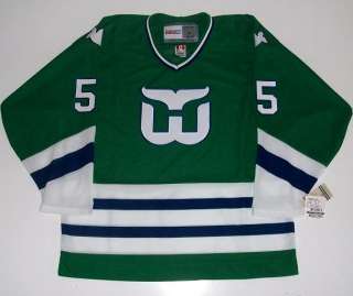 Officially licensed CCM vintage HARTFORD WHALERS jersey signed by 