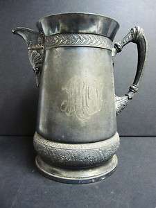   Victorian Meriden Brittania Silverplate Ceramic Insulated Pitcher