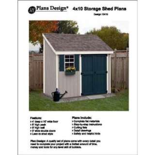  4 X 10 Lean to Storage Shed Project Plans  Design #10410