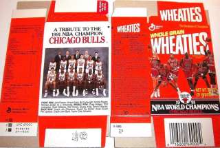 1991NBA World Champion Bulls Wheaties Cereal Box vvv121  