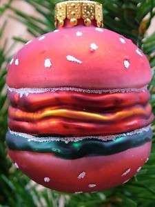 Glass Hamburger Bun Cheese Burger Christmas Ornament  