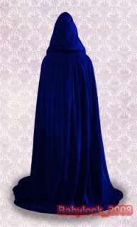 Blue Velvet Cloak with Hood Wedding Shawl Sca AU# 002  