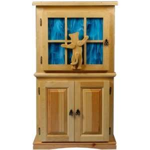 Litterbox Furniture Stained Glass Wooden Cat  Finish Color WHITEWASH
