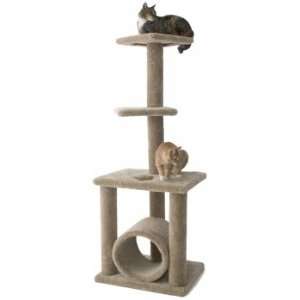  62 Inch Cat Tree with Tunnel  Color GREY   DARK  Size 