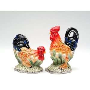  Porcelain Rooster Salt and Pepper Shaker Set Figurine: Home & Kitchen