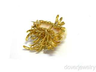 Antique Diammond 18K Gold Coral Rose Large Pin Brooch NR  