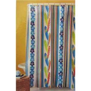  Multicolored Surfing Shower Curtain