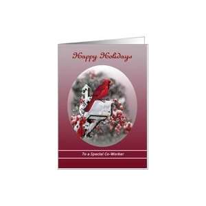  Co worker Christmas card, mail box with cardinal Card 