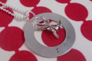 Reindeer Rudolph Custom Personalized Silver Necklace  