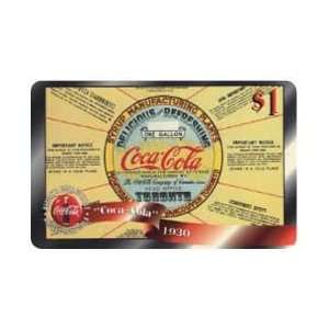 Coca Cola Collectible Phone Card Coca Cola 96 $1. Coke Syrup Label 