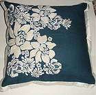   Decorative Pillow Blue/Off White Floral Embroidery & Velvet New