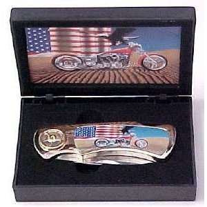  The USA Flag Motorcycle Collector Pocket Knife