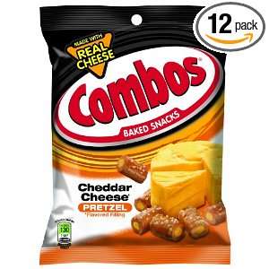 COMBOS Cheddar Cheese Pretzel Medium Bag, 7 Ounce (Pack of 12)  