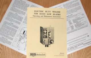 DELTA Rockwell Band Saw Butt Welder Op/Parts Manual  