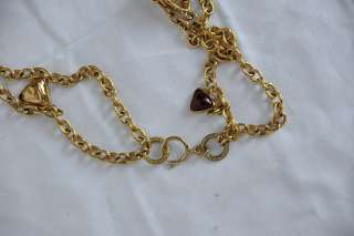 CHANEL Vintage Multicolor Gem Charm GRIPOIX Double Gold Chain Long 