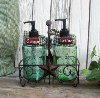 Vintage Antique Style Green Pint Mason Jar Soap and Lotion Dispenser 