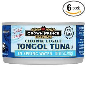 Crown Prince Natural Chunk Light Tongol Tuna in Spring Water, 5 Ounce 
