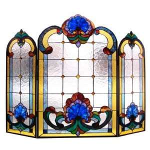    Stained Glass Shell Design Fireplace Screen