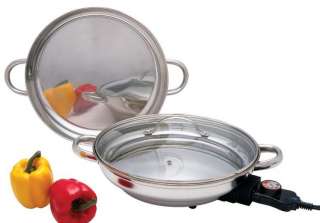 stainless electric skillet fry pan 2 covers cookware kitchen and very 