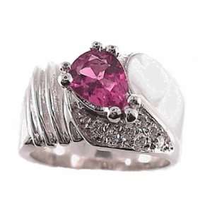    1.20ct.Pear Shape Tourmaline & Diamond Gemstone Ring Jewelry