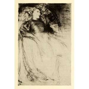 1911 Print James Abbott McNeill Whistler Dry Point Art Reclining Woman 