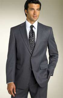 Hart Schaffner Marx Classic Medium Grey Track Stripe Suit  