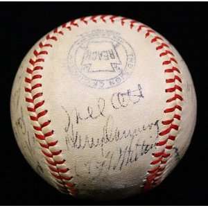 Mel Ott Autographed Baseball   1943 Ny Team Jsa