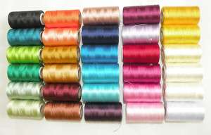 30 Brother Janome Embroidery Thread Spools. 500 M. each  