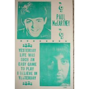 Paul McCartney Yesterday Poster