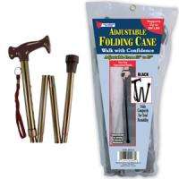 Folding Cane   Walking Stick Height Adjustable Copper 017874002696 