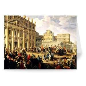Charles de Bourbon visiting Pope Benedict   Greeting Card (Pack of 2 