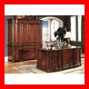 Traditional Cherry Brown Solid Wood Executive Desk Office Furniture