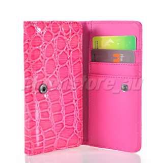 HOTPINK CROCODILE LEATHER WALLET CASE COVER CARD POUCH FOR NOKIA N8 N9 