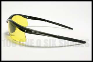 YELLOW Lens Baseball Tennis Running Sports Sunglasses Rubber End Warp 