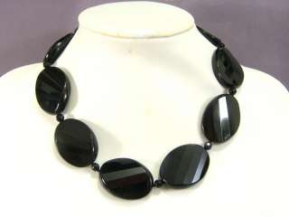 Necklace Black onyx 40mm Twist Facet Ovals  