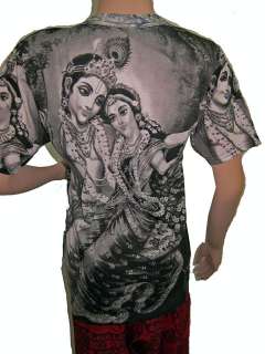 Yoga Clothing Raddha Krishna Print Womens T shirt Yoga Meditation Tee 