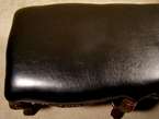 Solid Mahogany Faux Leather Carved Bedside Bench Settee  