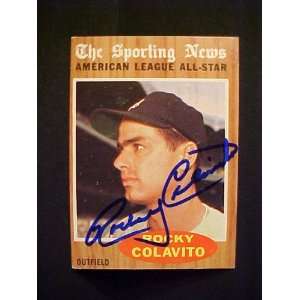 Rocky Colavito Detroit Tigers #472 1962 Topps Signed Autographed 