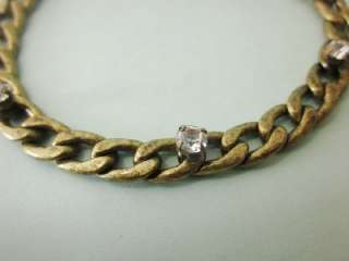 Fossil Antiqued Gold Tone with Glass Crystal Charm Bracelet  
