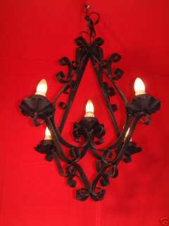 LARGE ANTIQUE FRENCH COUNTRY IRON CHANDELIER from the 1920s  