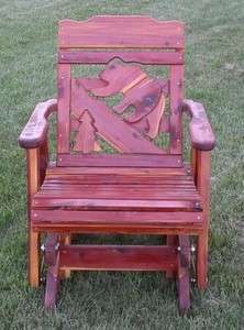 Amish Rustic Outdoor Glider Chair Cedar Wood Patio Porch Cabin 