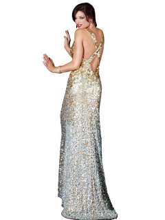 AUTHENTIC Jovani 11002 Sequin Long Dress in Gold/Silver in sizes 0,2,4 